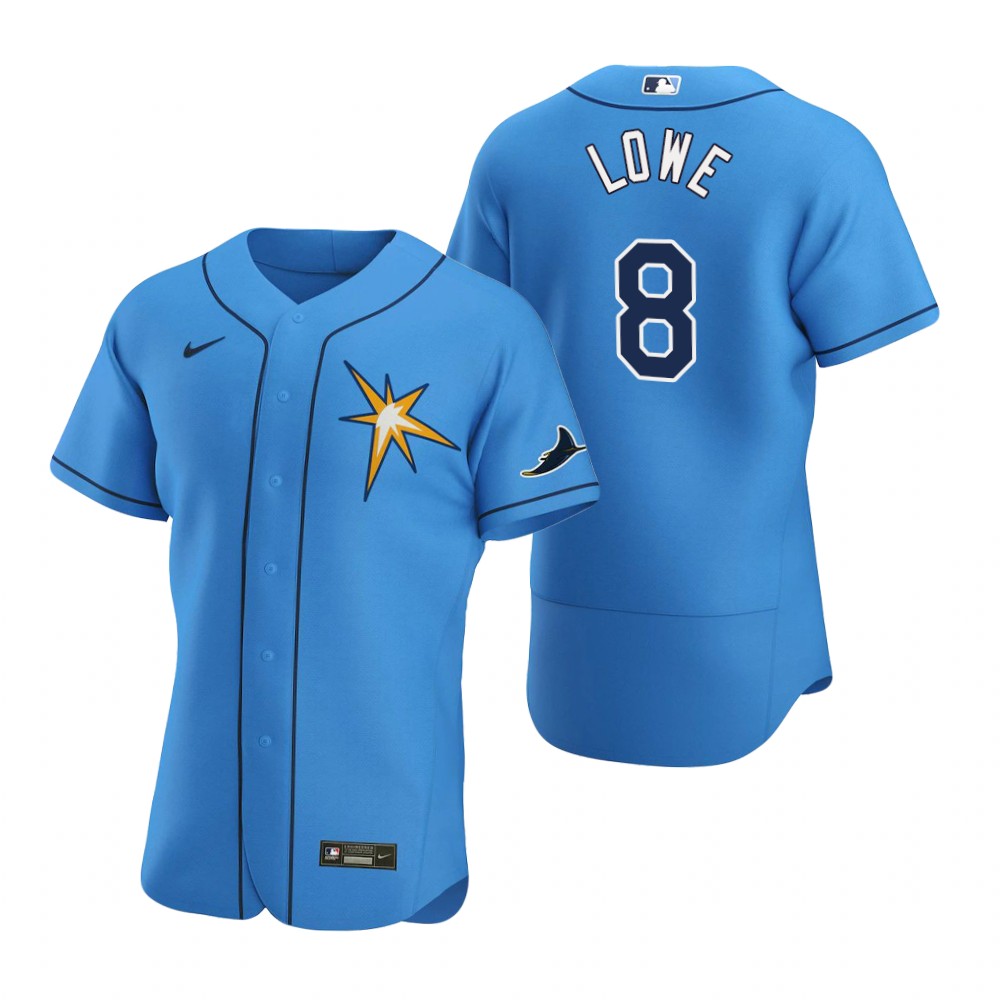 Tampa Bay Rays #8 Brandon Lowe Men Nike Light Blue Alternate 2020 Authentic Team MLB Jersey